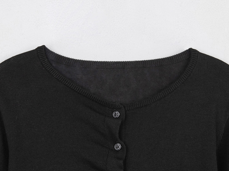 Shirring Button Unbalance Cardigan Black