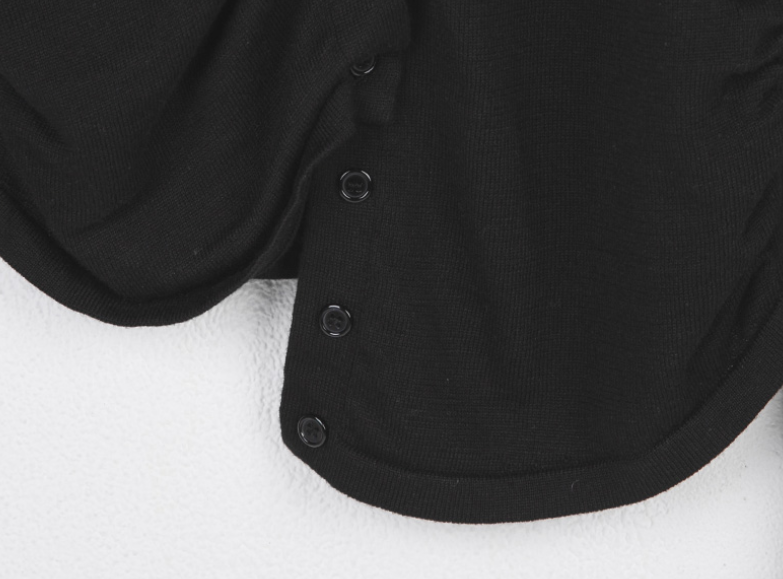 Shirring Button Unbalance Cardigan Black