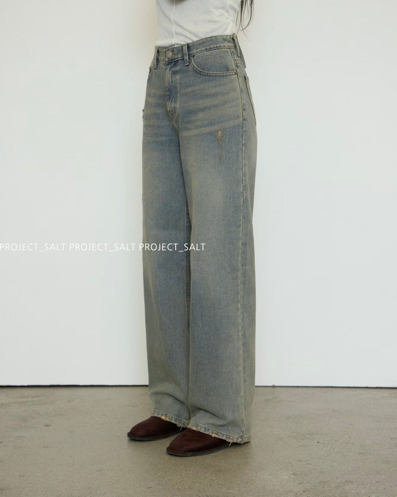 Small Distress Tapered Leg Jeans