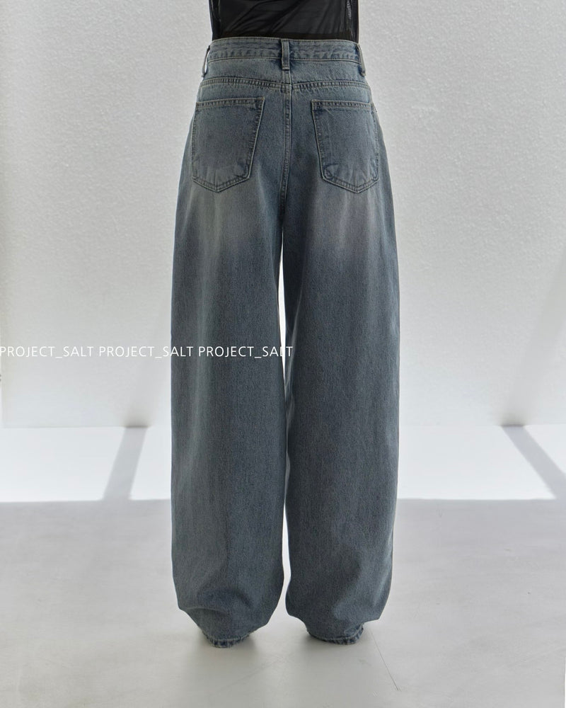 Washed Blue Baggy Jeans