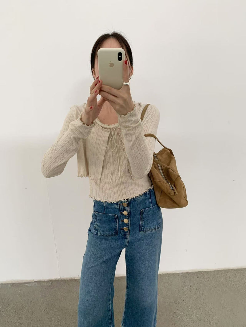 Ruffle Edges Tank and Crop Cardigan Set