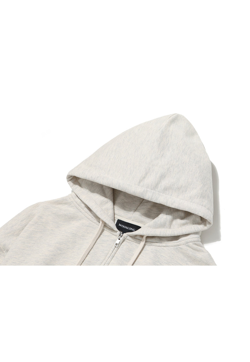 Signature Crop Hood Zip-up Oatmeal