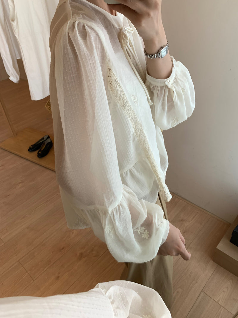 Chinese Style Knot Tulle Top