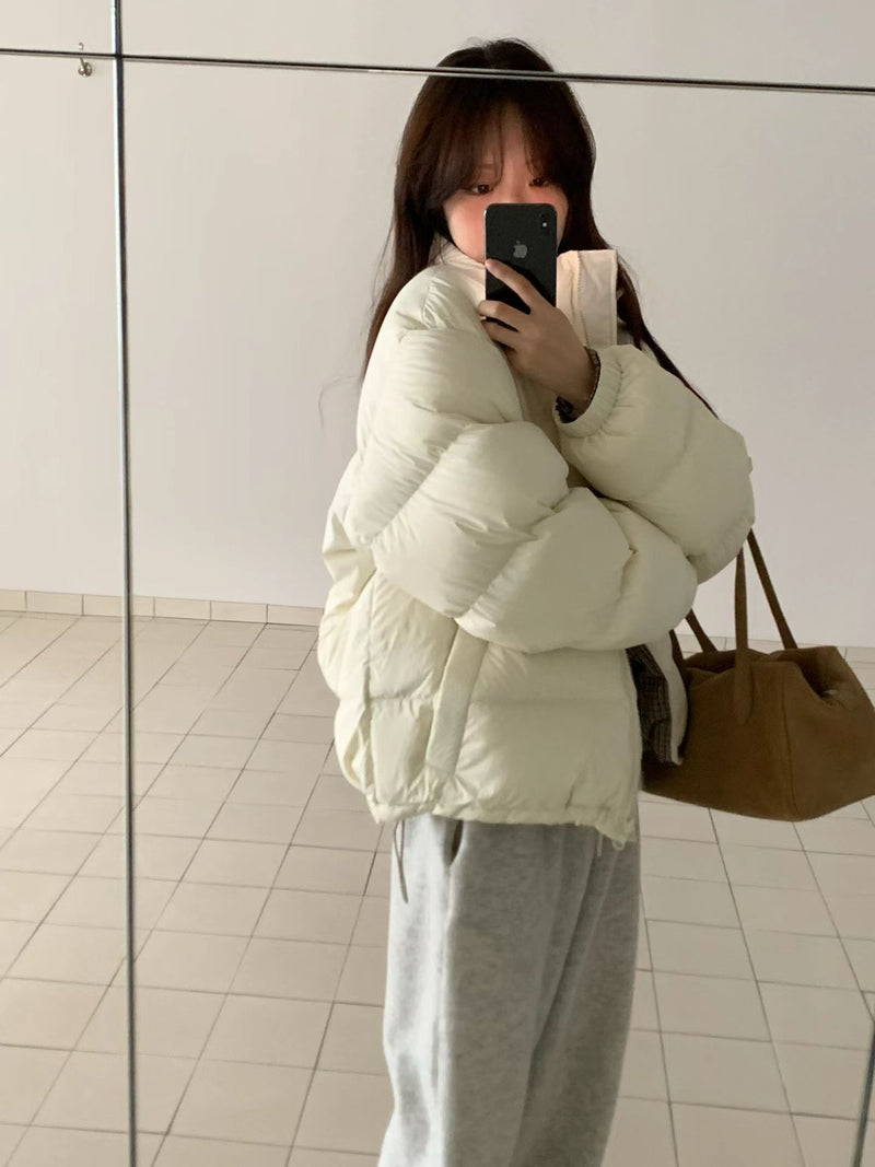 Reversible Checker Down Jacket with Drawstring