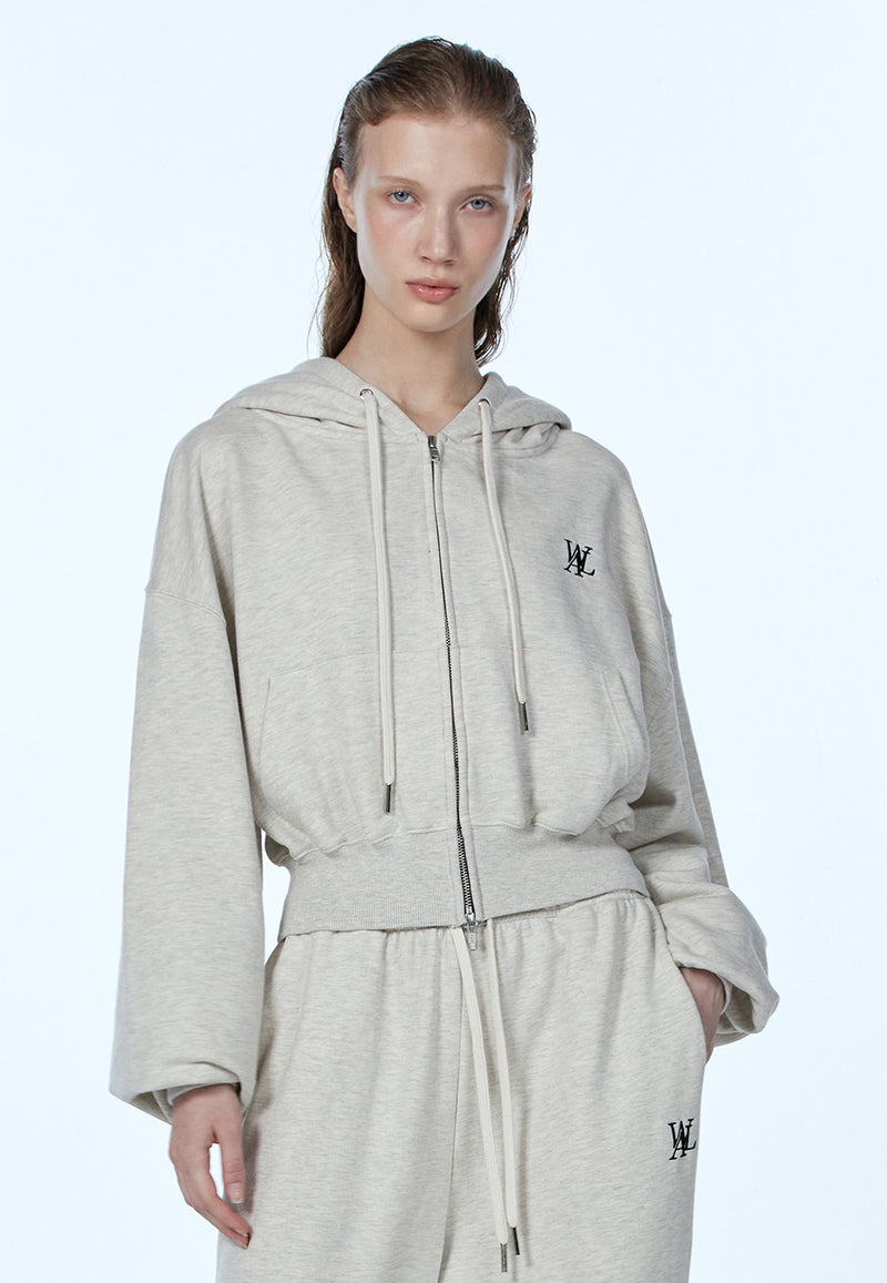 Signature Crop Hood Zip-up Oatmeal