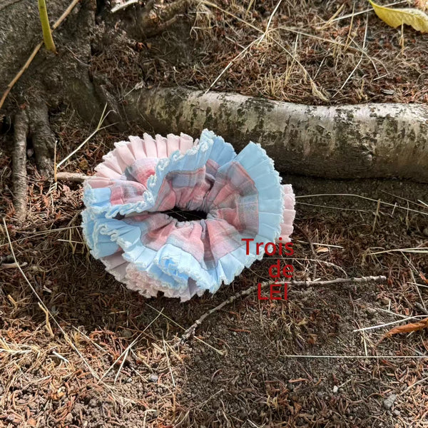 Pink and Blue Checker Big Scrunchie