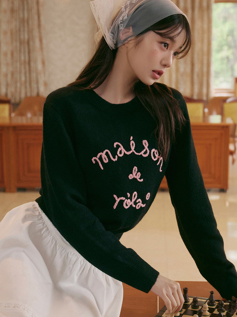 Maison De Rola Embroidery Knit Black