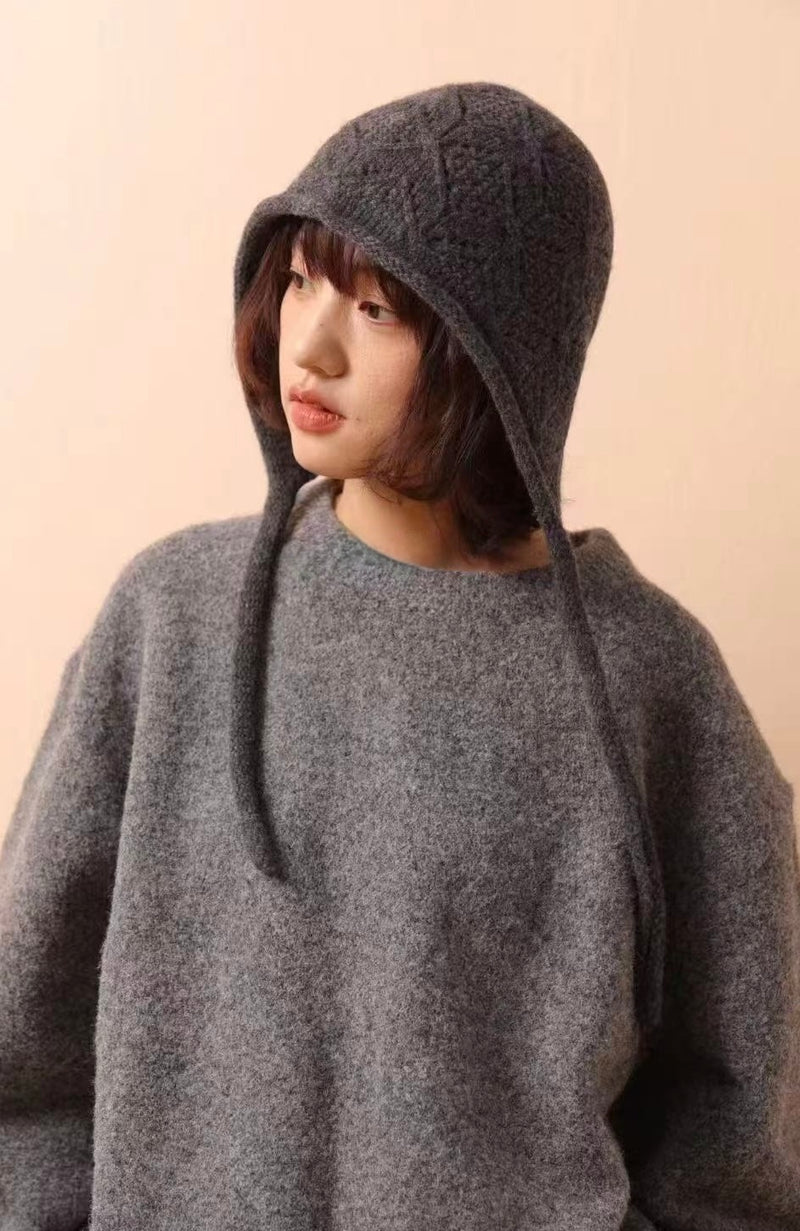 Flower Pattern Knit Hat