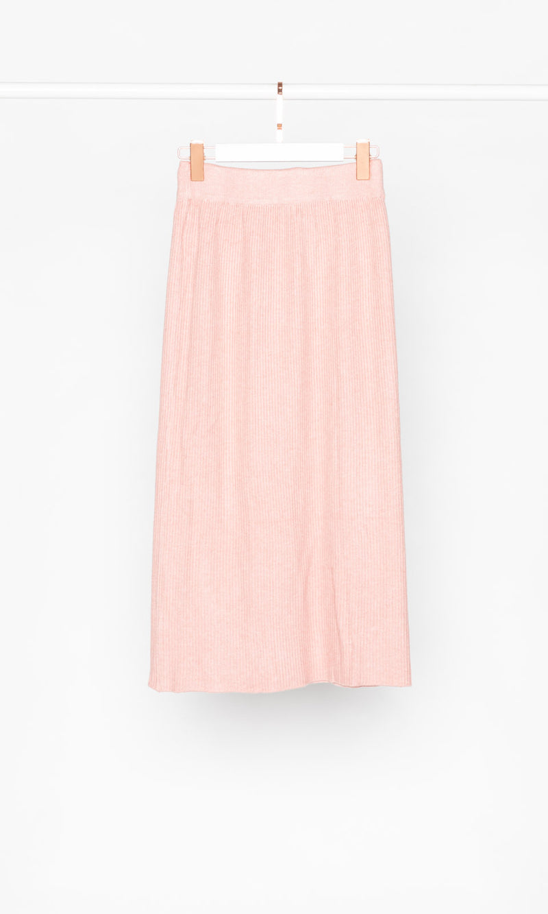 Pleated with Drawstring Knit Midi Skirt