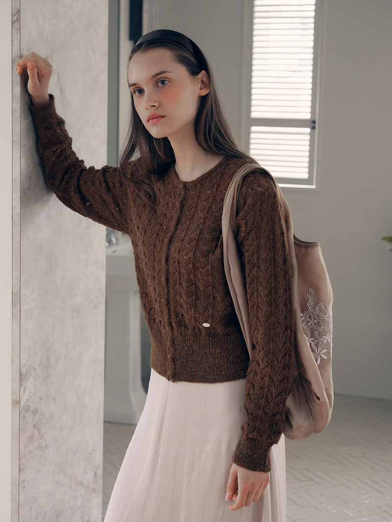 Skashi Button Cardigan Brown