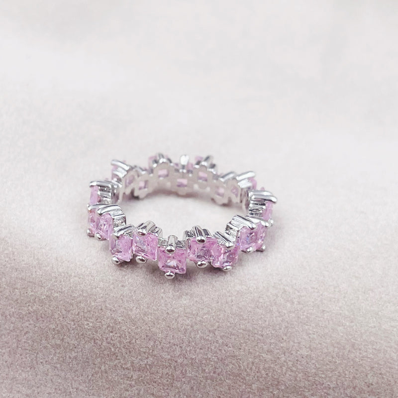 Irregular Square Rhinestones Silver Ring