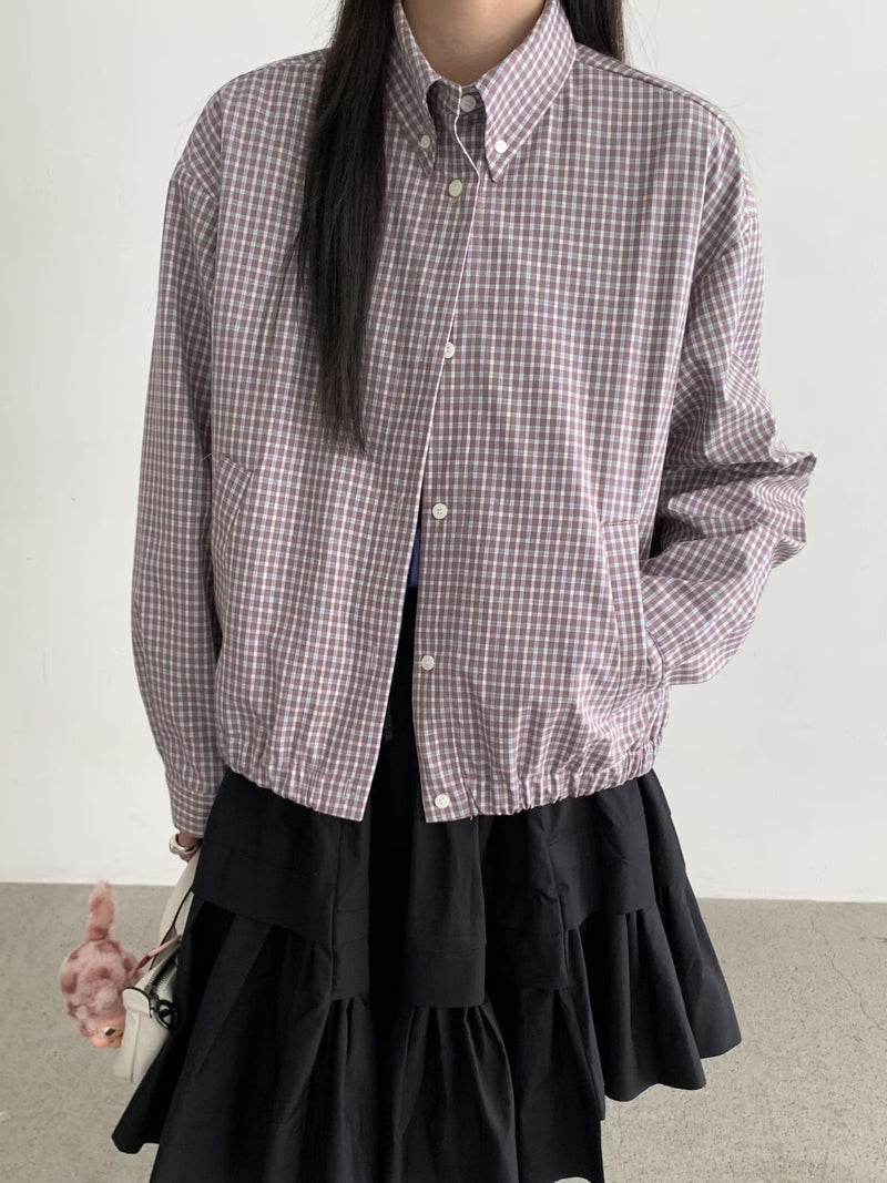 Brown and Blue Button Up Utility Jacket
