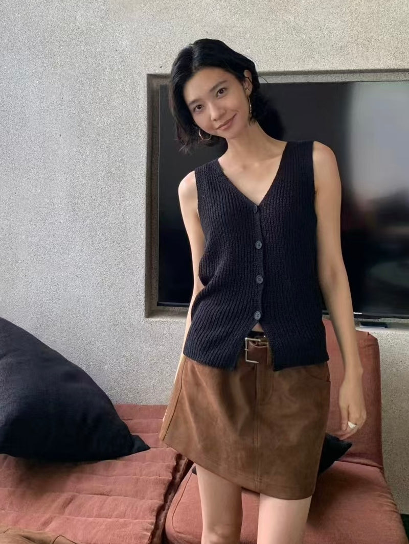 Suede Mini Skirt with Belt