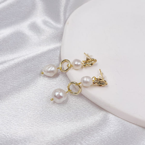 Pearls with Metal Circle Earrings
