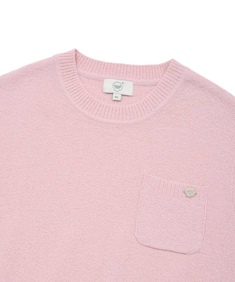 W Round Boucle Half Knit Pink