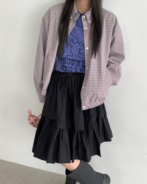 Brown and Blue Button Up Utility Jacket