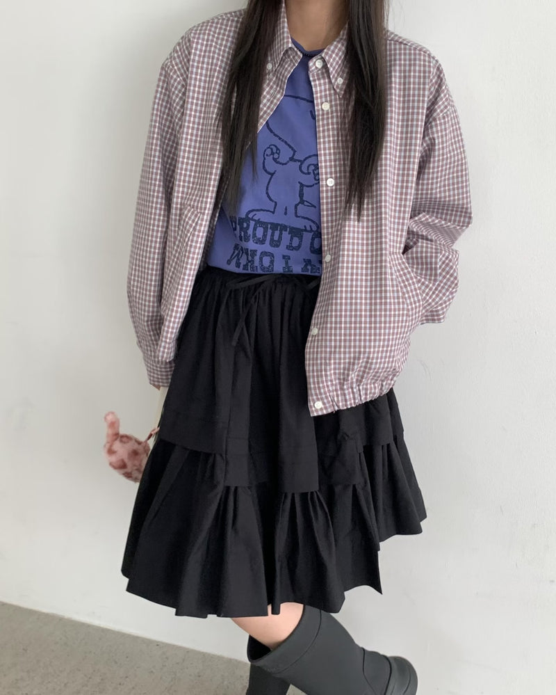 Brown and Blue Button Up Utility Jacket