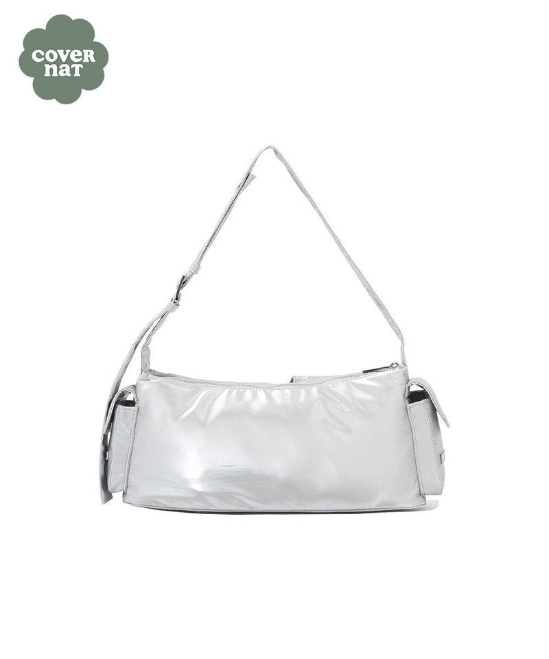 Clover Heart Two Pockets Shoulder Bag Silver