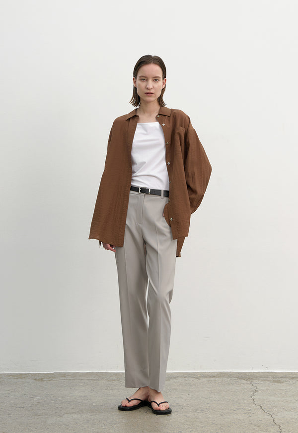 Essential Linen Loose Fit Shirt Brown