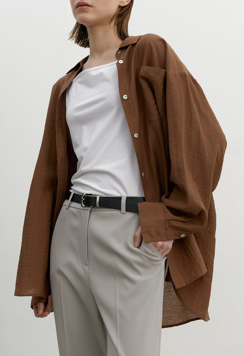 Essential Linen Loose Fit Shirt Brown