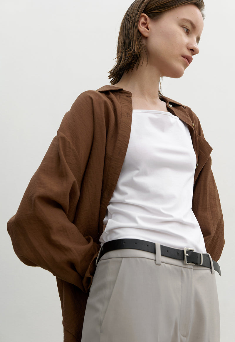 Essential Linen Loose Fit Shirt Brown