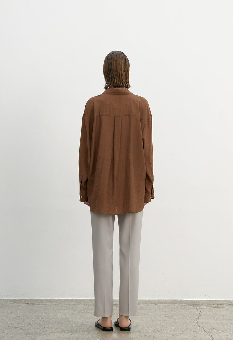 Essential Linen Loose Fit Shirt Brown