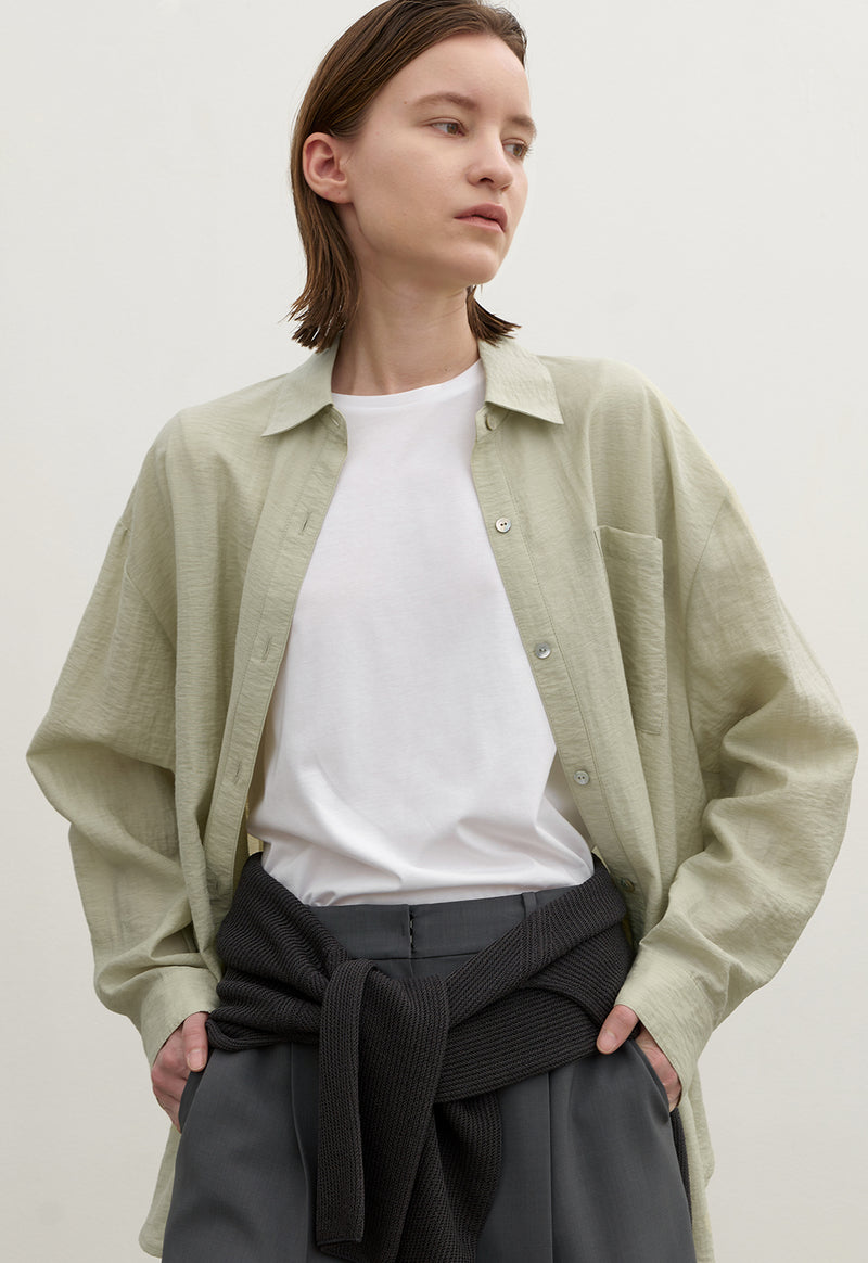 Essential Linen Loose Fit Shirt Light Green