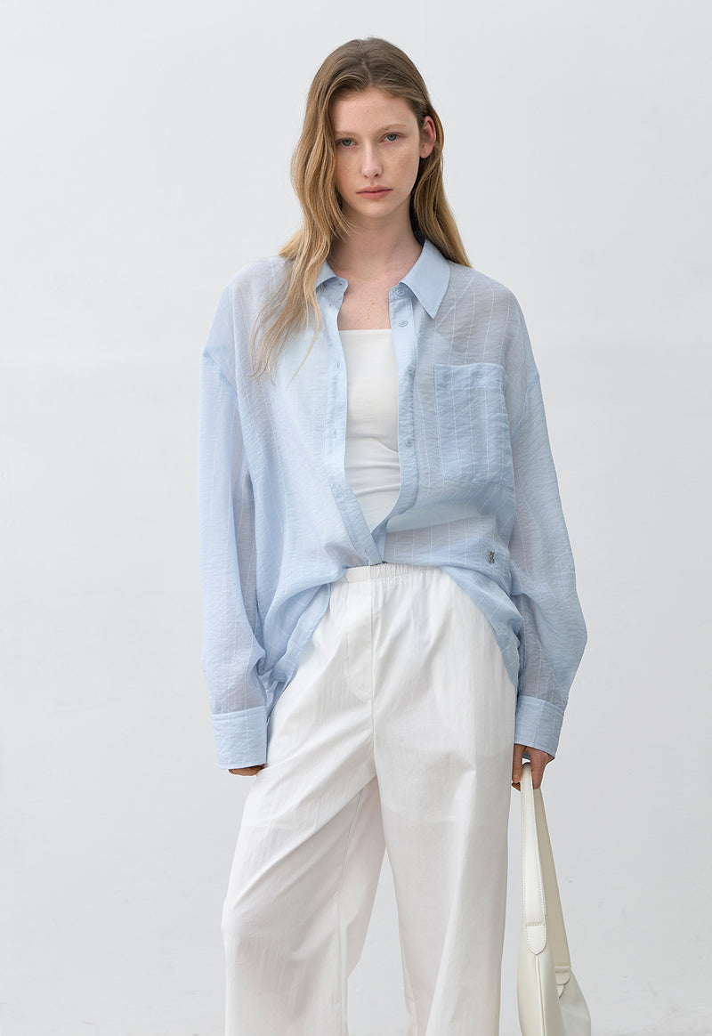 Essential Stripe Loose Fit Shirt Blue