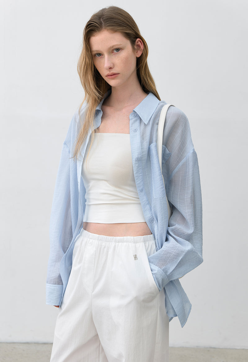 Essential Stripe Loose Fit Shirt Blue