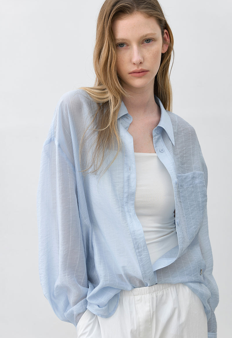Essential Stripe Loose Fit Shirt Blue