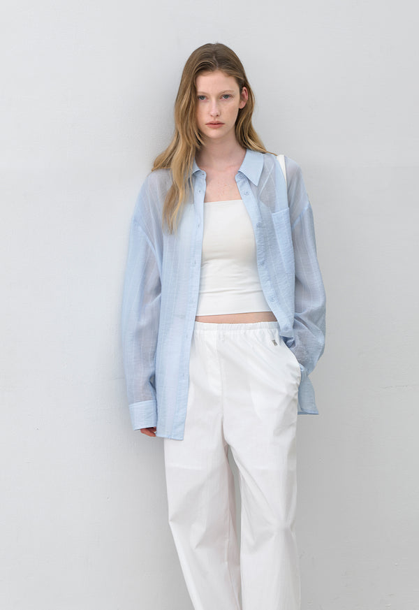 Essential Stripe Loose Fit Shirt Blue