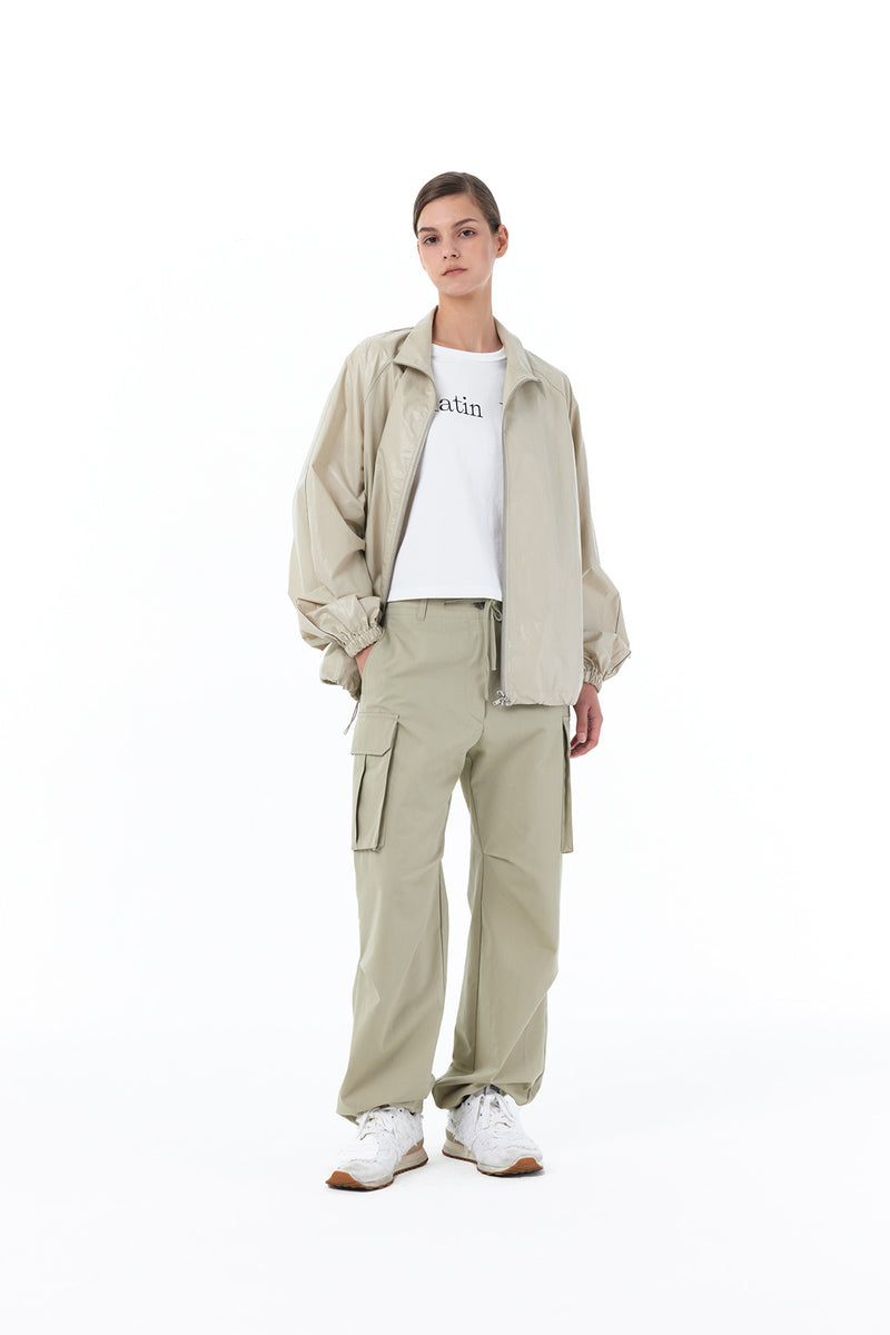 Matin Kim Logo Coating Jumper Beige