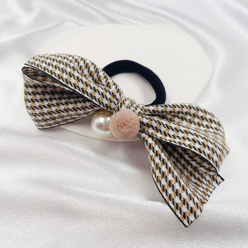 Checker Bow Hair Tie