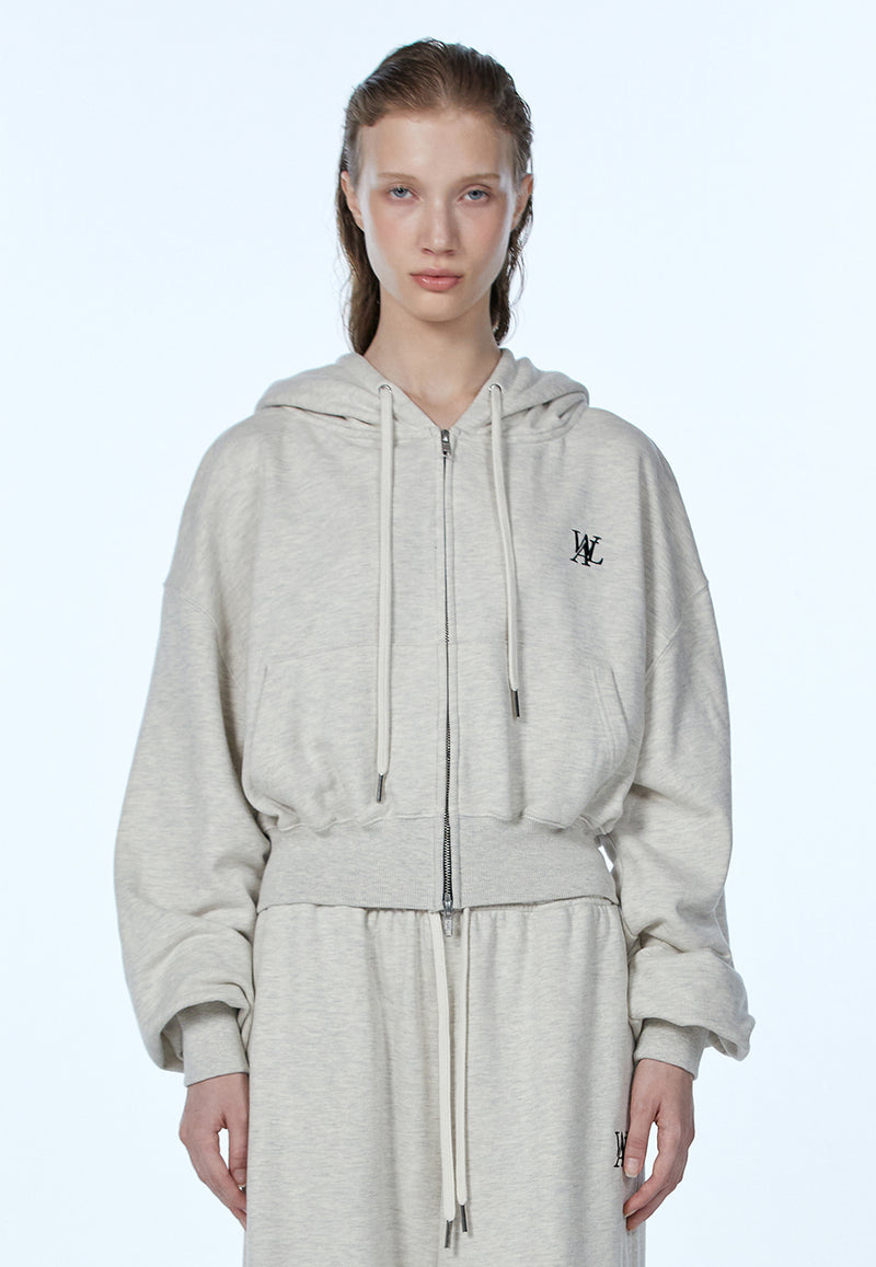 Signature Crop Hood Zip-up Oatmeal