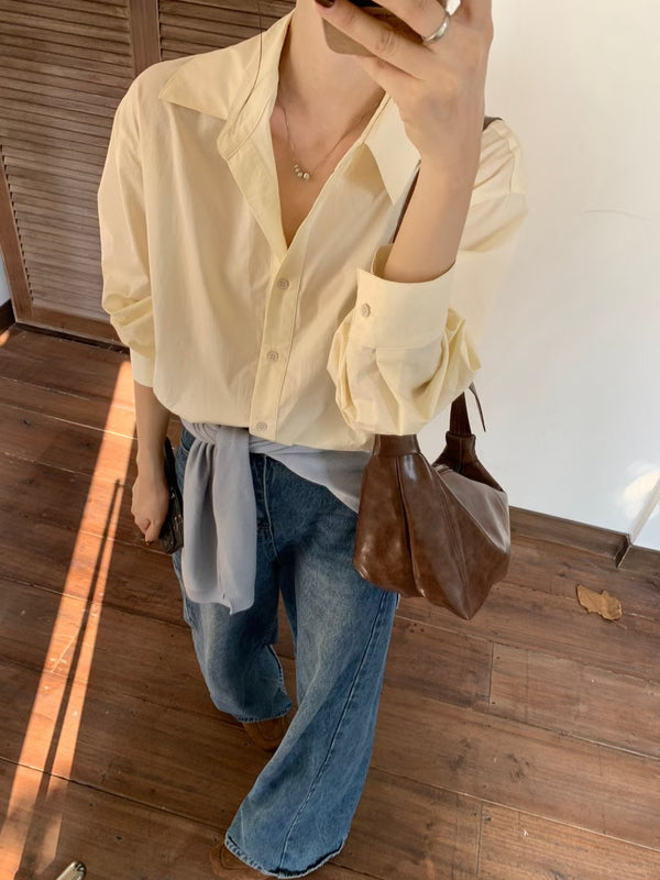 Oversized Shirt with Knit Shawl