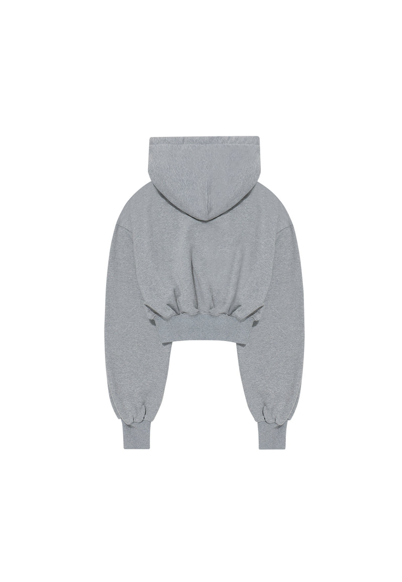 Signature Crop Hood Zip-up Grey