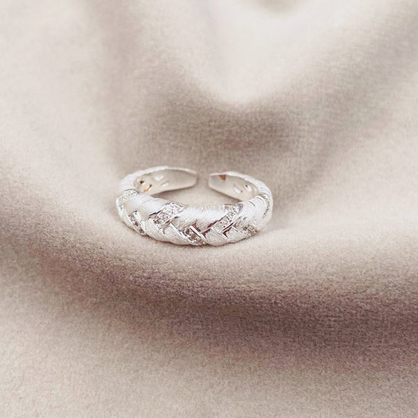 Silver Croissant Open Ring