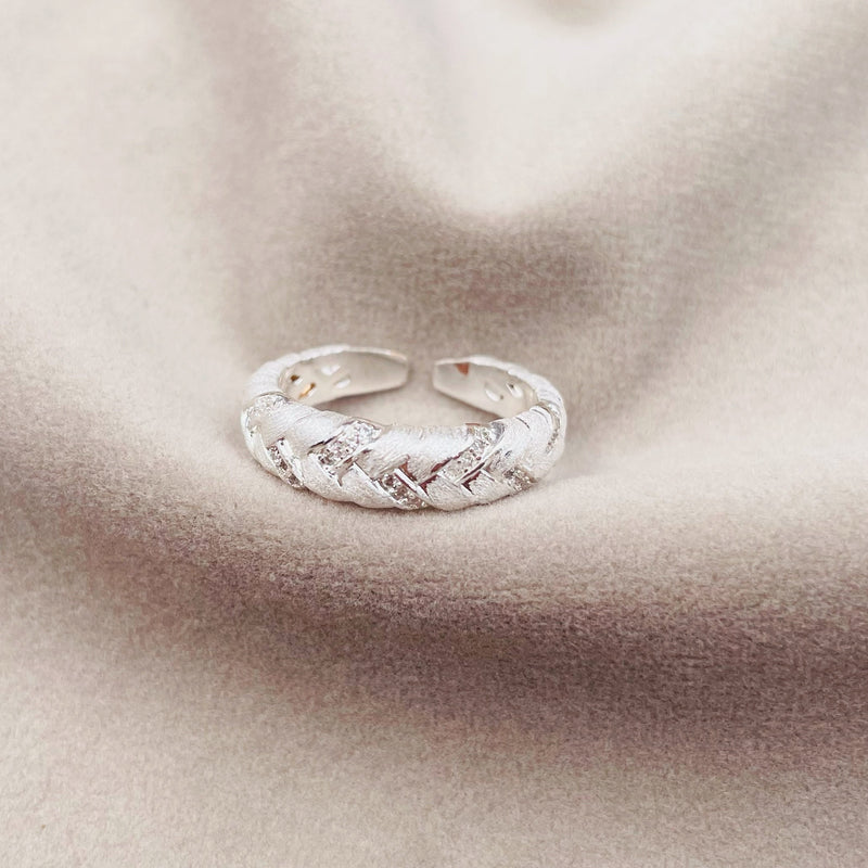 Silver Croissant Open Ring