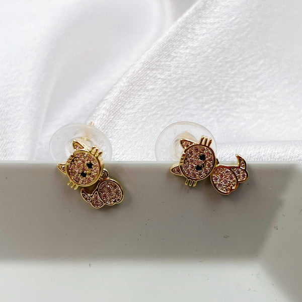 Rhinestone Cat Earrings