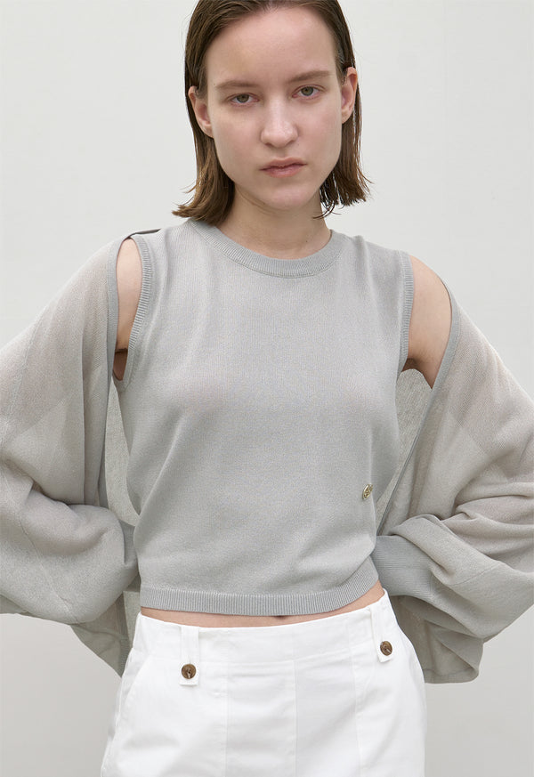 Essential Rudy Knit Top and Bolero Set Light Grey
