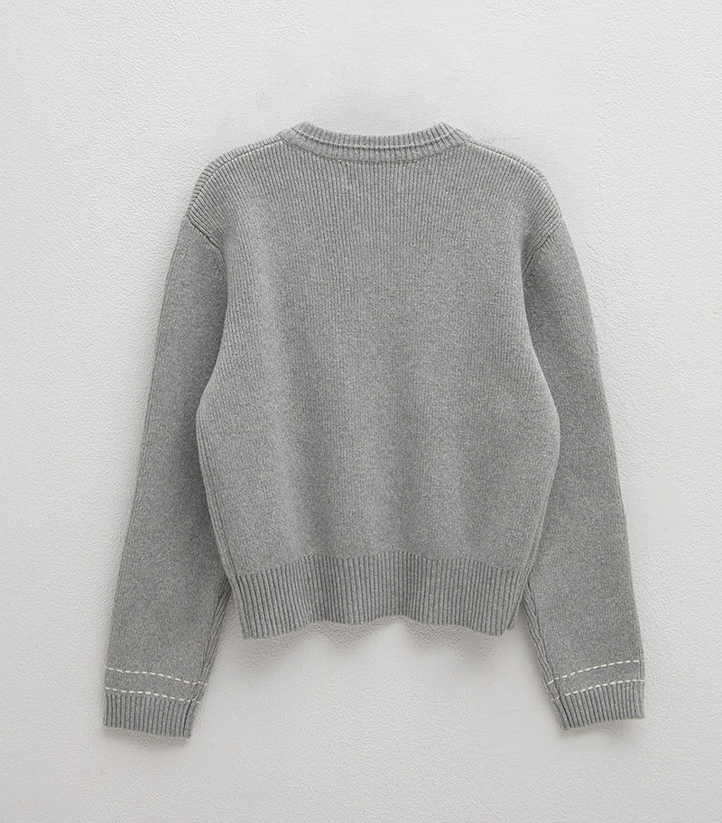 Point Stitch Knit Cardigan Light Grey