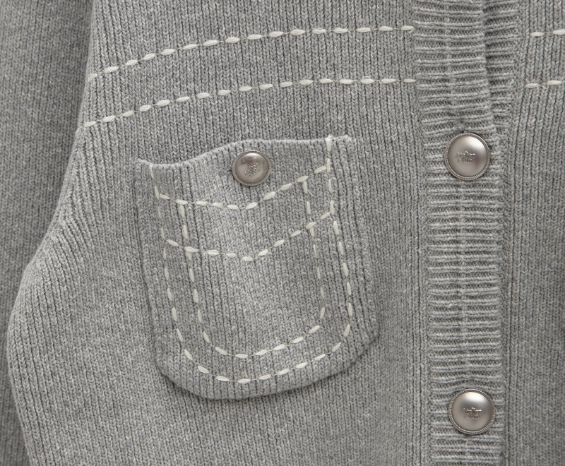 Point Stitch Knit Cardigan Light Grey