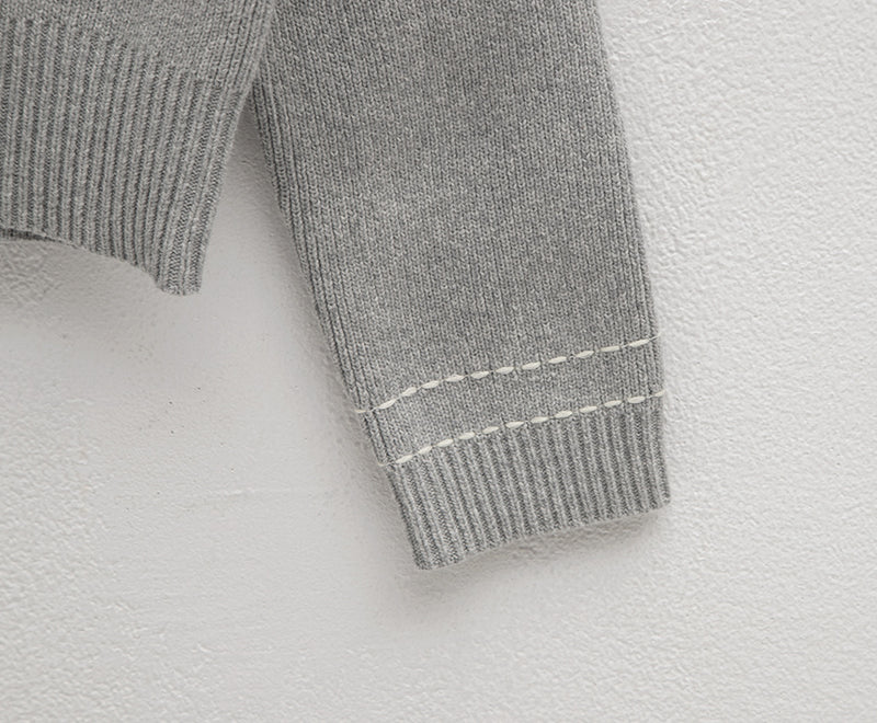 Point Stitch Knit Cardigan Light Grey