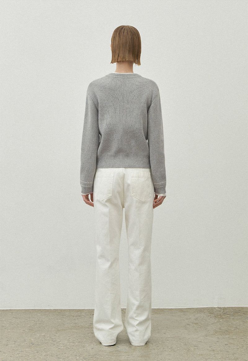 Point Stitch Knit Cardigan Light Grey