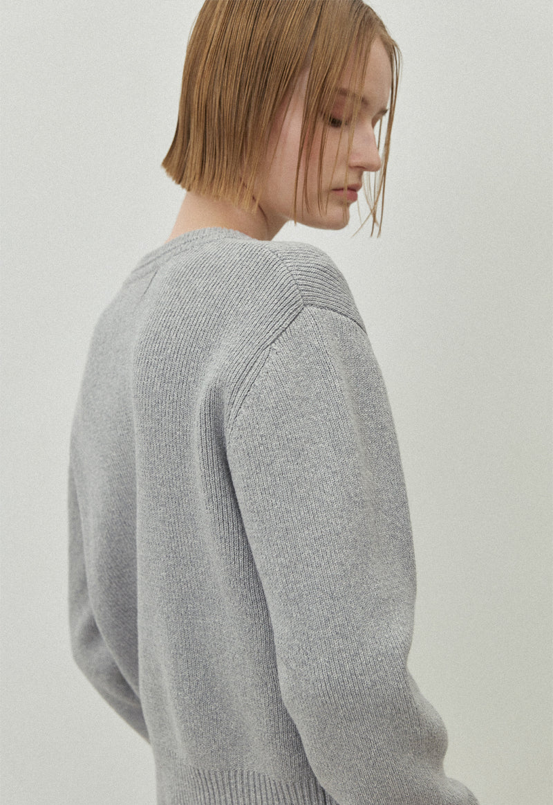 Point Stitch Knit Cardigan Light Grey