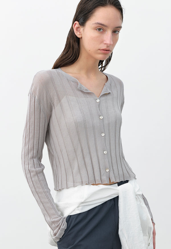 Essential Henne Crop Cardigan Light Grey