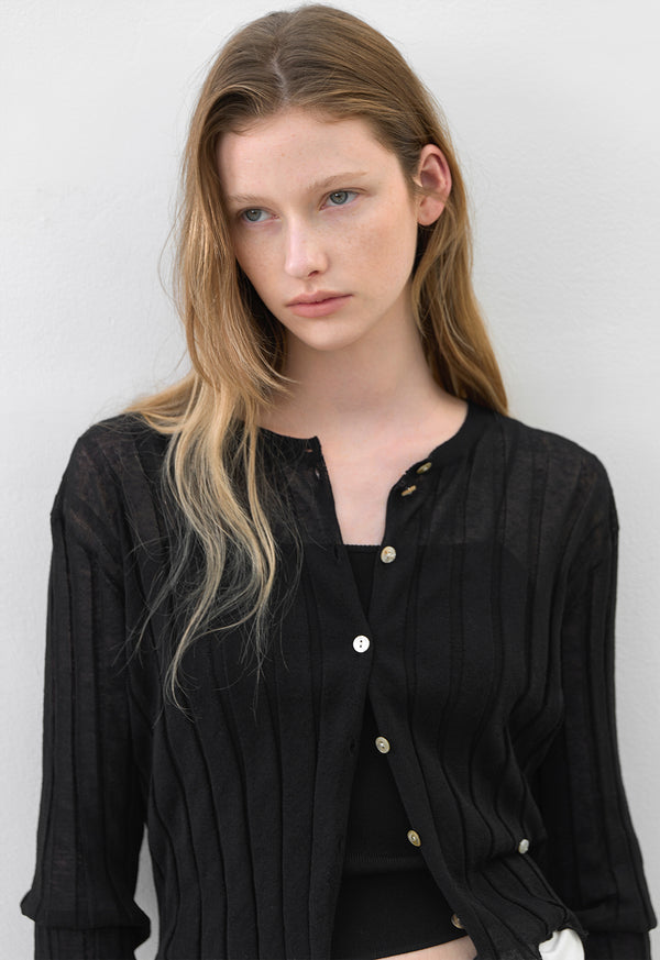 Essential Henne Crop Cardigan Black