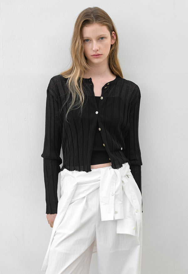 Essential Henne Crop Cardigan Black
