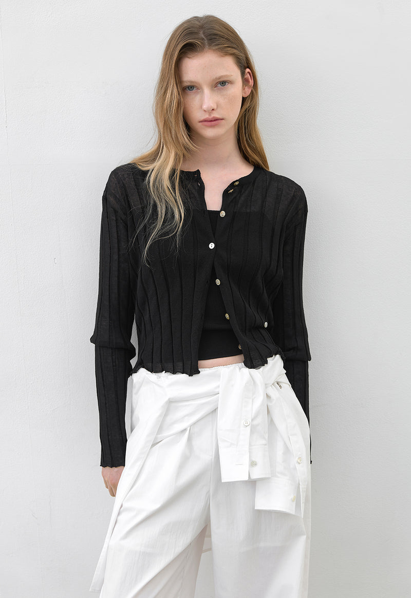 Essential Henne Crop Cardigan Black