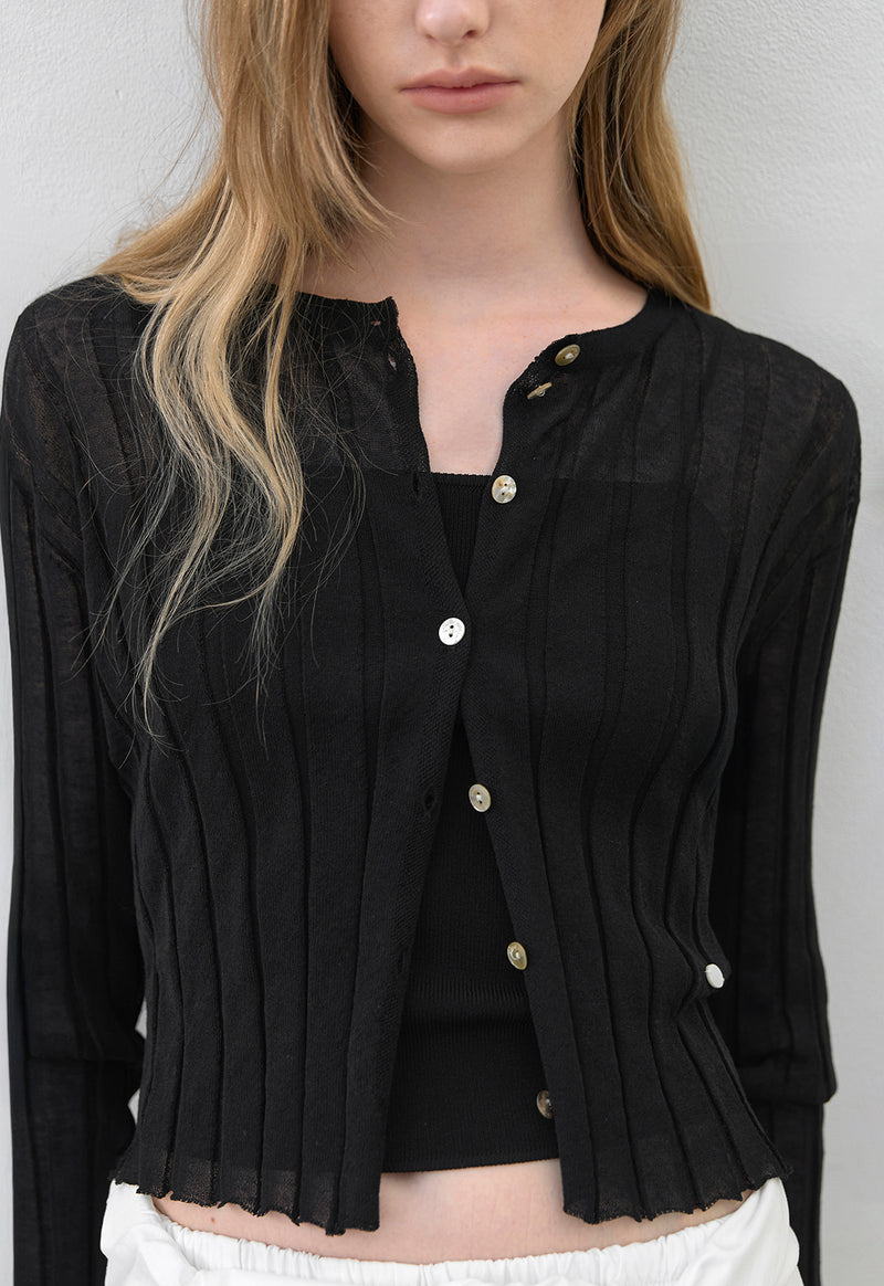 Essential Henne Crop Cardigan Black